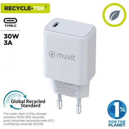 Muvit Cargador de pared For Change 30W con 1 puerto USB-C - MCACC0014